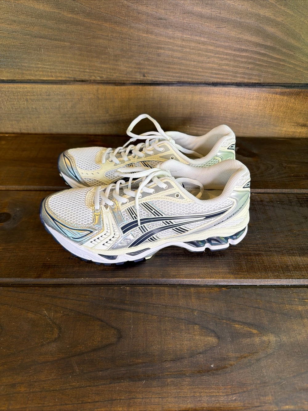 ASICS Gel-Kayano 14 ‘White Midnight’ Sneakers Running Shoes Women Size 9 - Picture 6 of 12